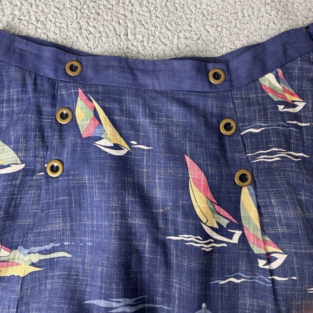 Odille Anthropologie Skirt 14 Novelty Nautical Coastal Whimsical Lighthouse - Picture 7 of 11